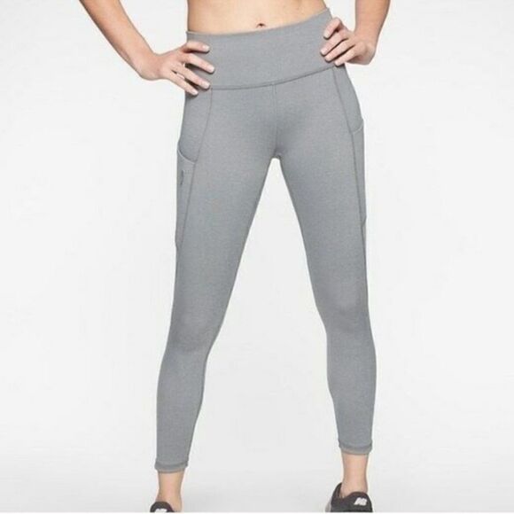 Athleta Gray All In Pocket Tights Leggings 7/8 Length Gray Heather Size Small - Picture 1 of 14